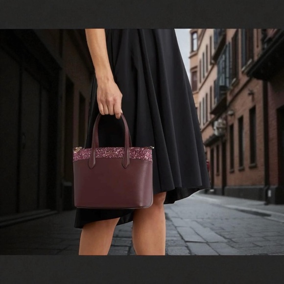 NWT Kate Spade Glitter & Cherrywood Satchel - Picture 4 of 11